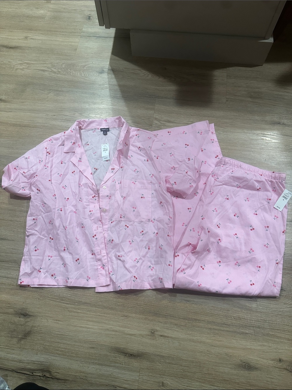 Women's Gap Pink Cherry-Print Cotton Pajama Set